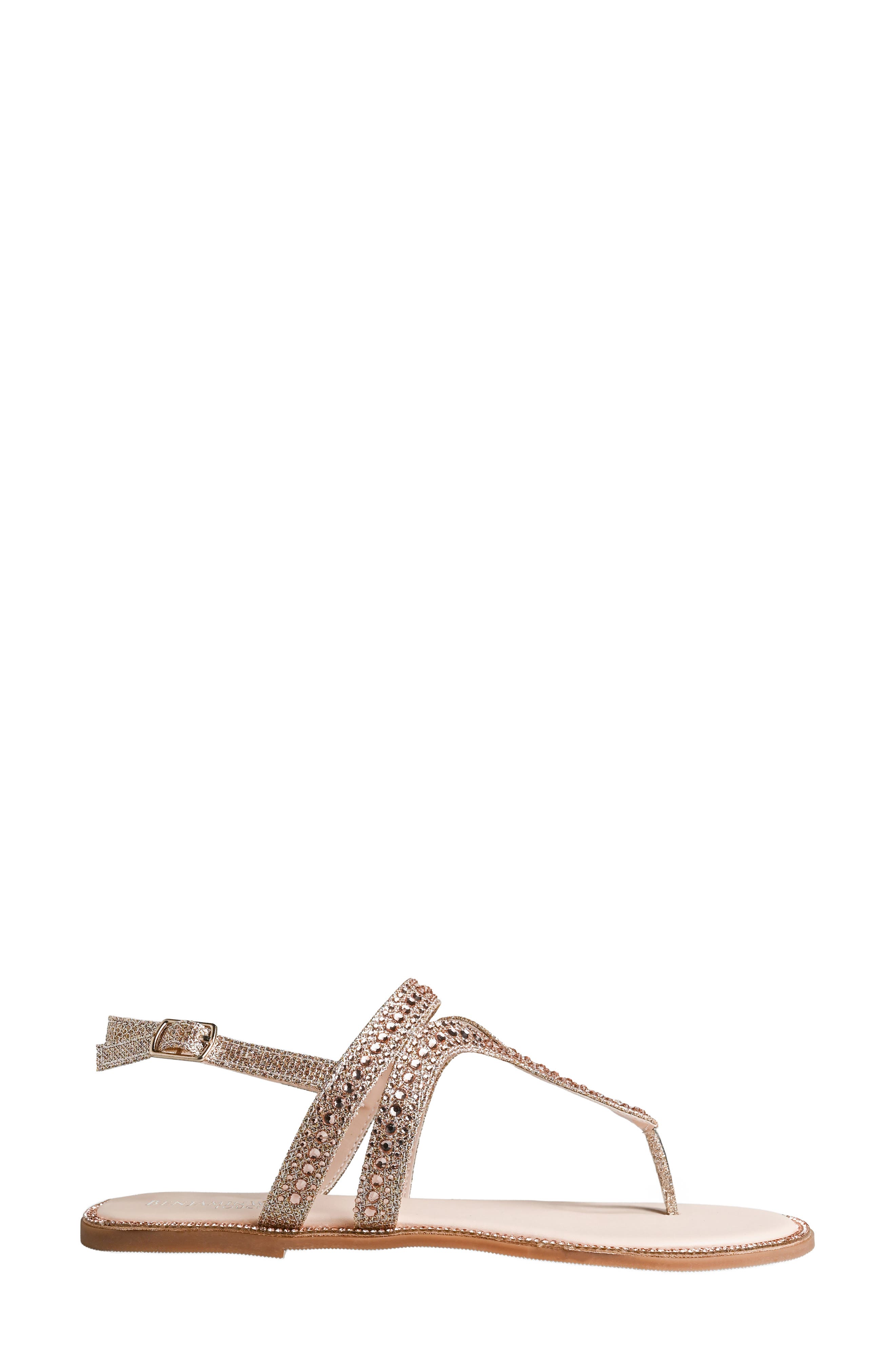 Jeweled Flat Thong Sandal, Alternate, color, CHAMPAGNE