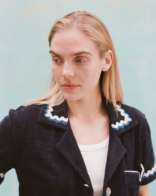 Tombolo 'rick Rack' Cabana ~ Crop Cut In Midnight Blue