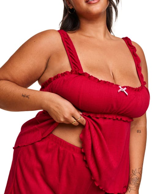 Adore Me Leanore Tank And Shorts Pajamas In Dark Red