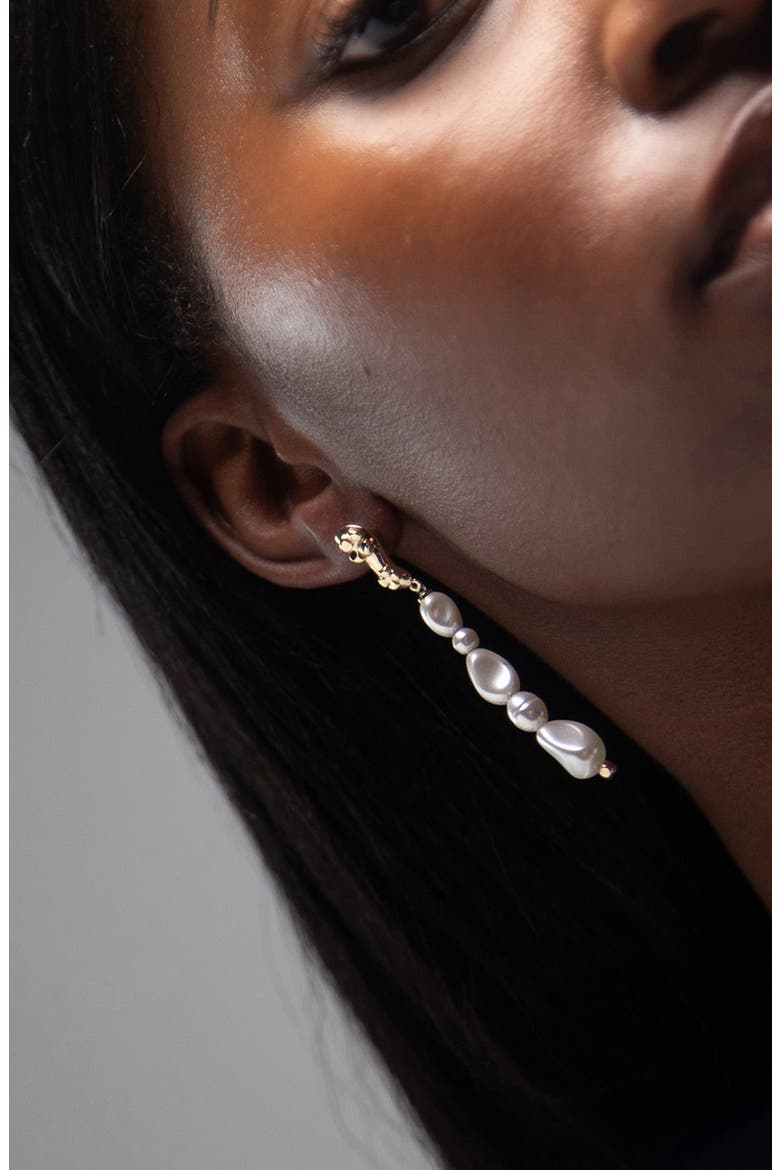 Pearl Eclo Drop Earrings in Gold, Alternate, color, Gold