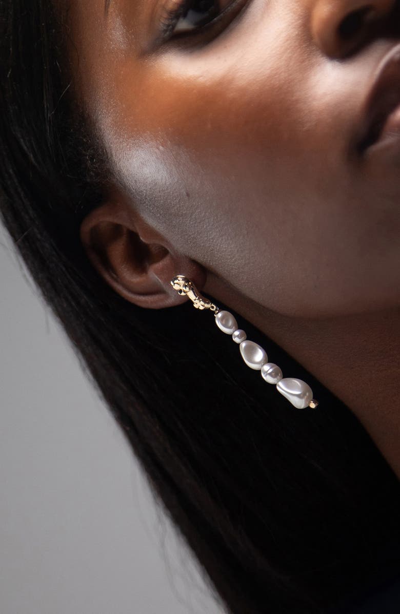YOJ Pearl Eclo Drop Earrings in Gold, Alternate, color, Gold