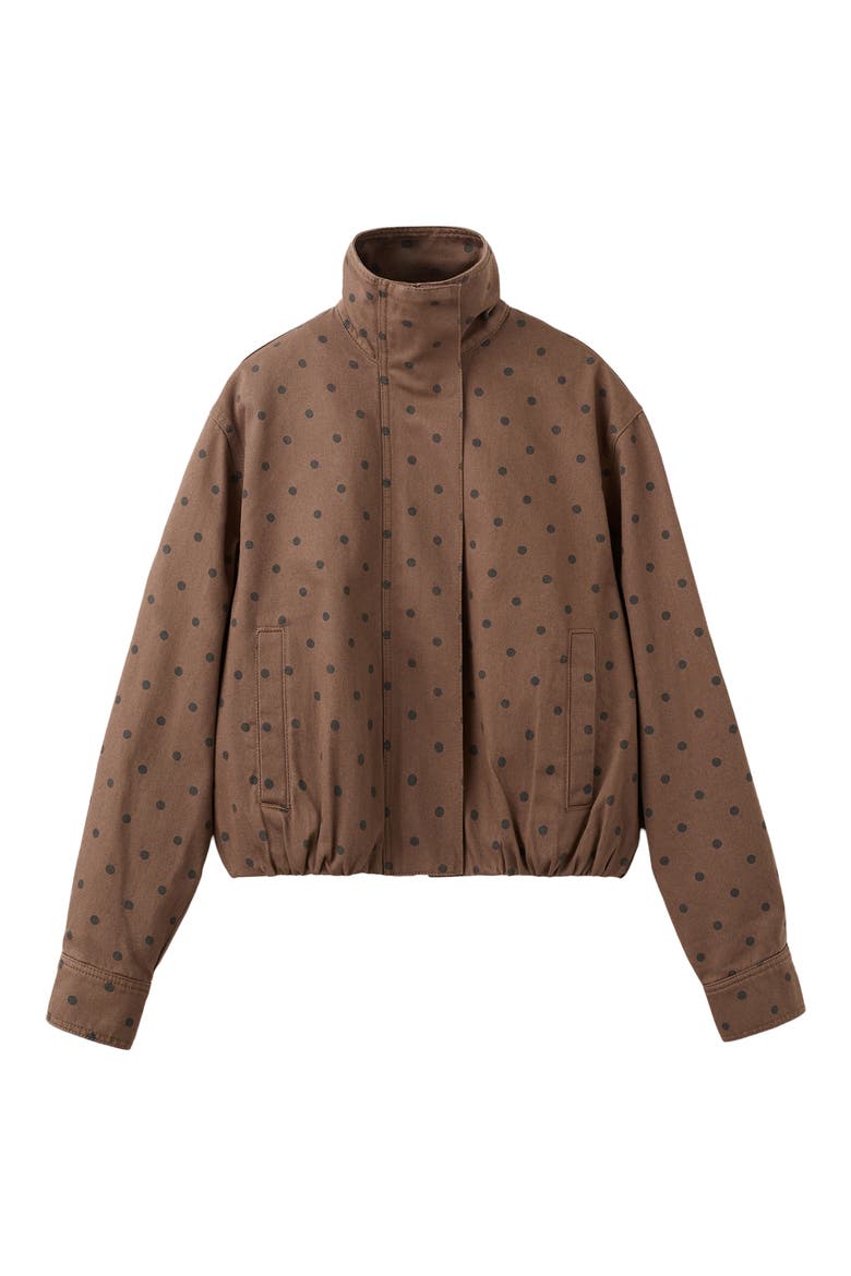 Cazadora Dot Print Denim Bomber Jacket, Main, color, CHOCOLATE