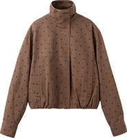 MANGO Cazadora Dot Print Denim Bomber Jacket