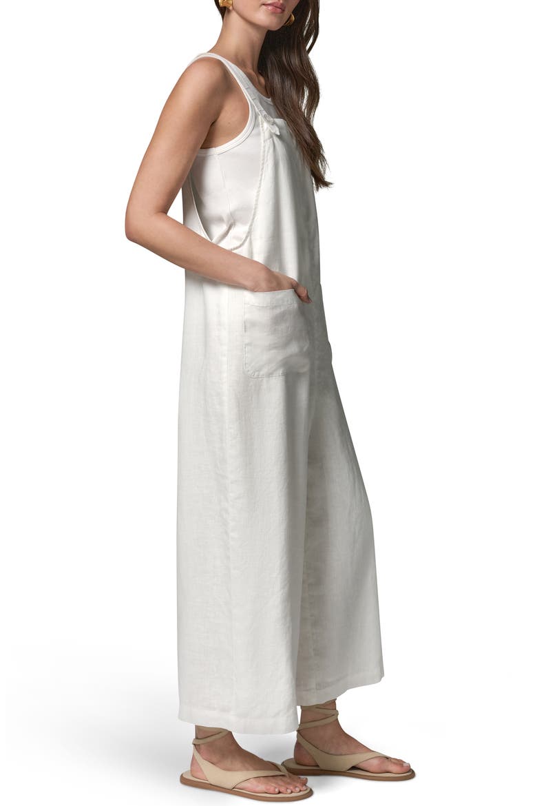 Linen Crop Overalls, Alternate, color, CREAM