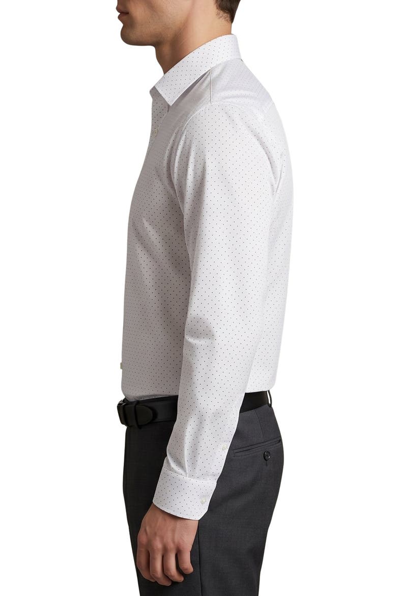 Polka Dot Cotton Blend Dress Shirt, Alternate, color, WHITE