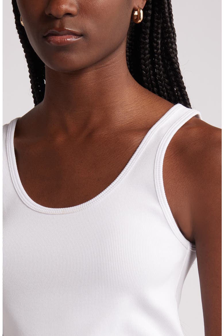 Rib Scoop Neck Cotton Tank, Alternate, color, WHITE