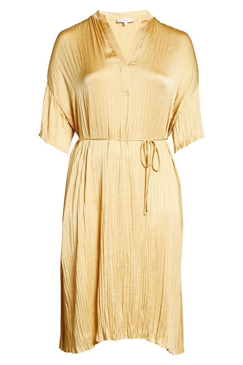 Crushed Satin Dress, Alternate, color, WHEAT