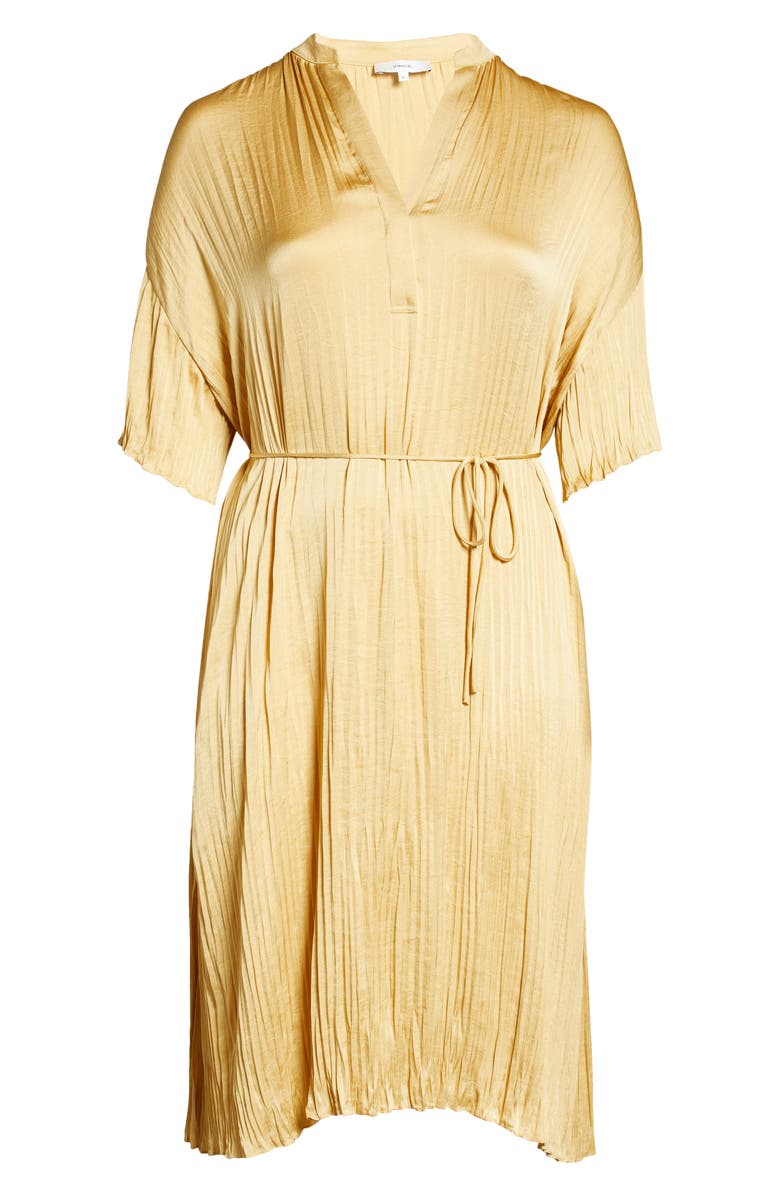 Vince Crushed Satin Dress, Alternate, color, Wheat
