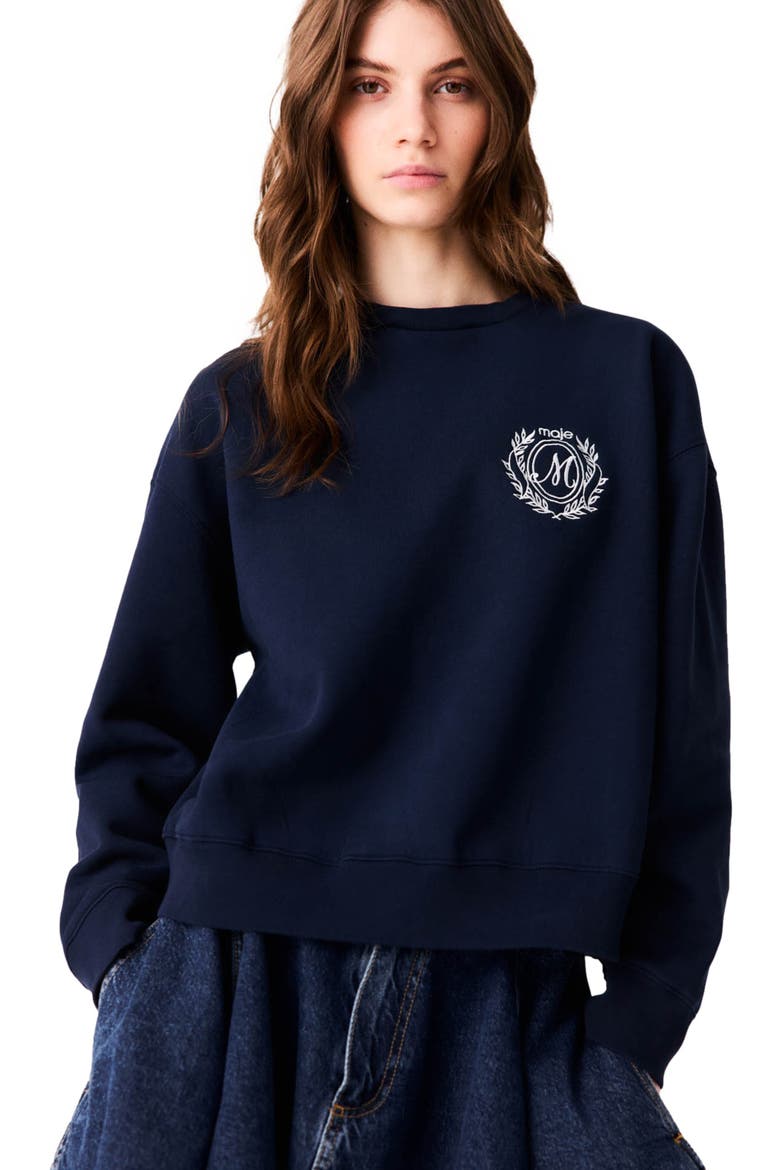 Sweatshirt with poplin details, Alternate, color, Navy