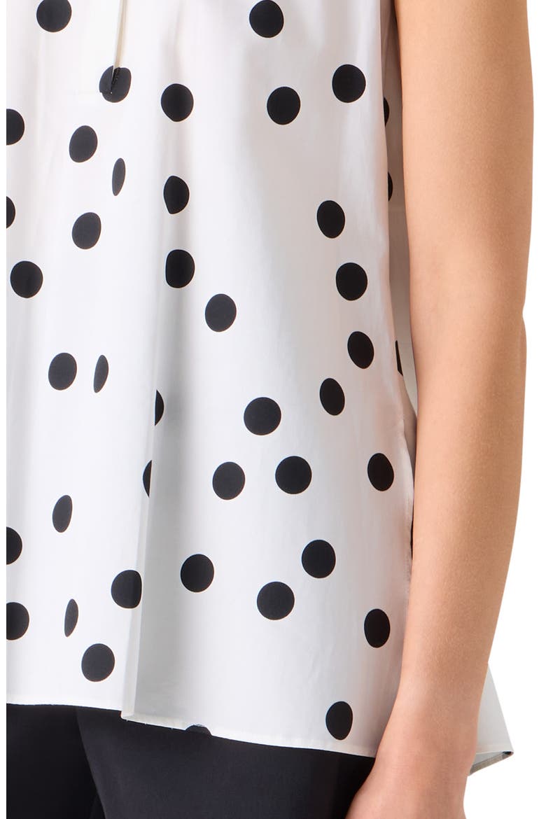 Polka Dot Sleeveless Cotton Poplin Top, Alternate, color, CREAM-BLACK