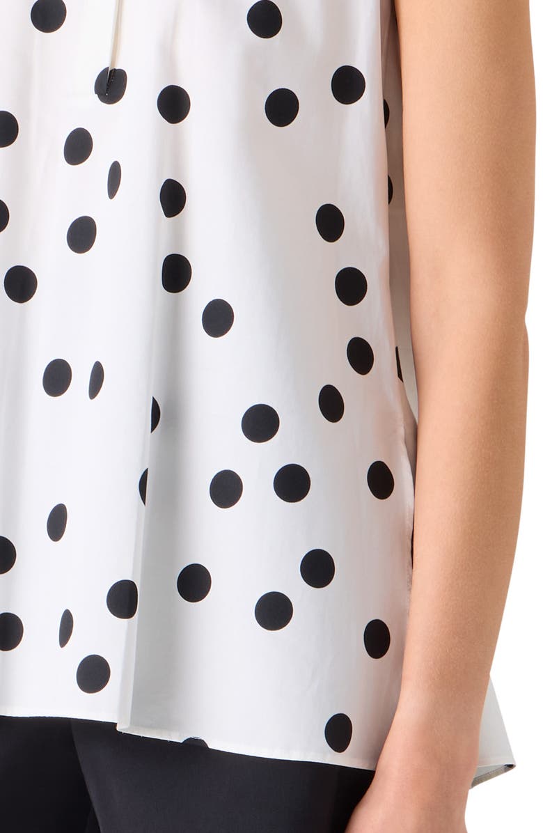 Akris punto Polka Dot Sleeveless Cotton Poplin Top, Alternate, color, Cream-Black