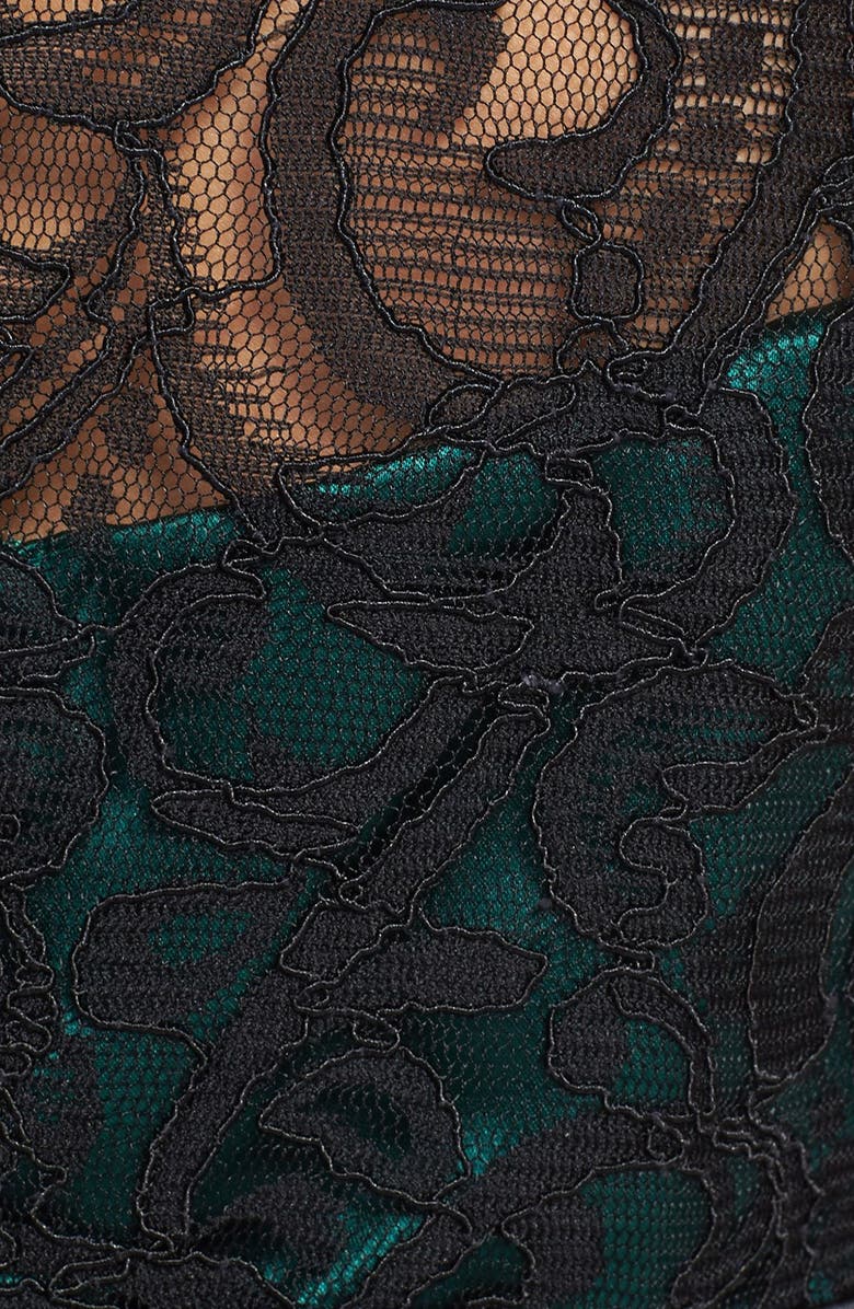 Dessy Collection Lace Overlay Matte Satin Dress, Alternate, color, 