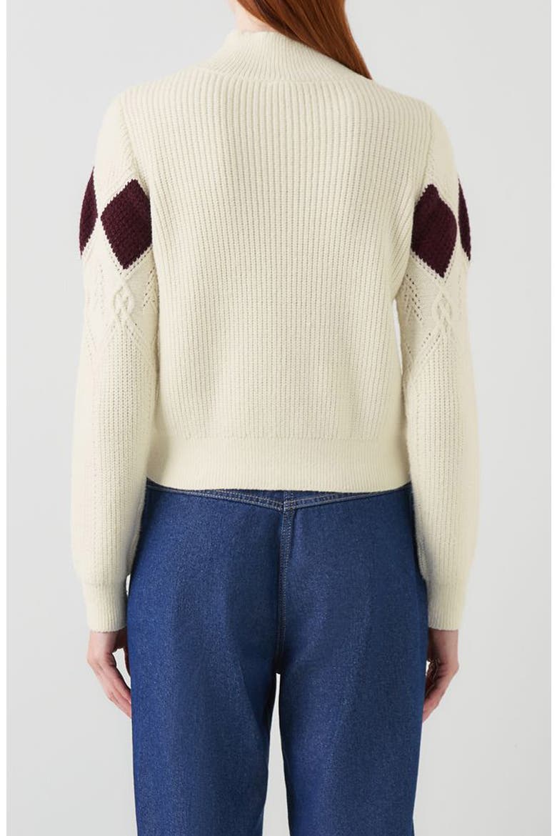 Meera Argyle Mock Neck Cotton Blend Sweater, Alternate, color, CREAM MULTI