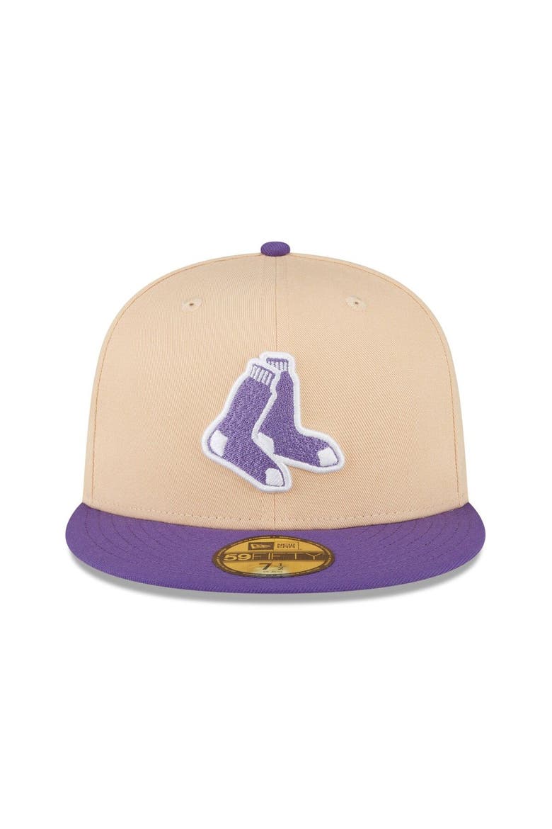 Men's New Era Peach/Purple Boston Red Sox 2007 World Series Side Patch 59FIFTY Fitted Hat, Alternate, color, Orange