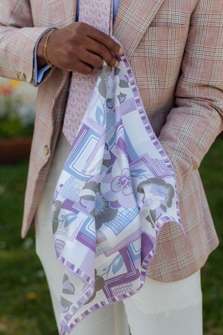 Piero - Silk Pocket Square for Men, Alternate, color, Lavender