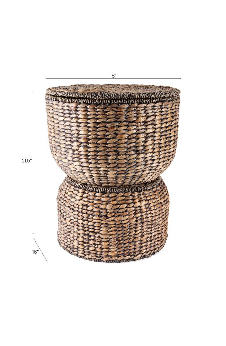 HAPPIMESS Bhola Hourglass Handwoven Hyacinth Storage Accent Table with Lid, Alternate, color, Brown Wash