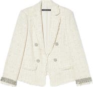 Marina Rinaldi Abavo Crystal Cuff Sequin Tweed Jacket