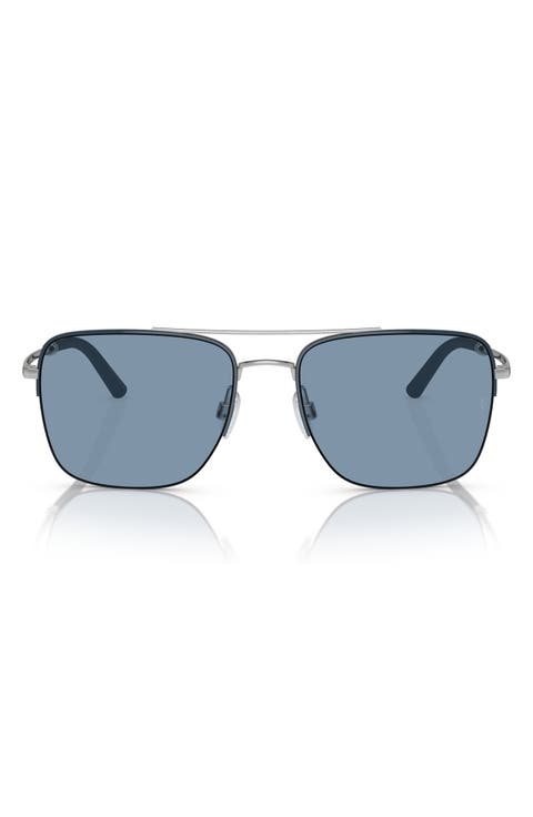 Roger Federer 56mm Semirimless Pilot Sunglasses