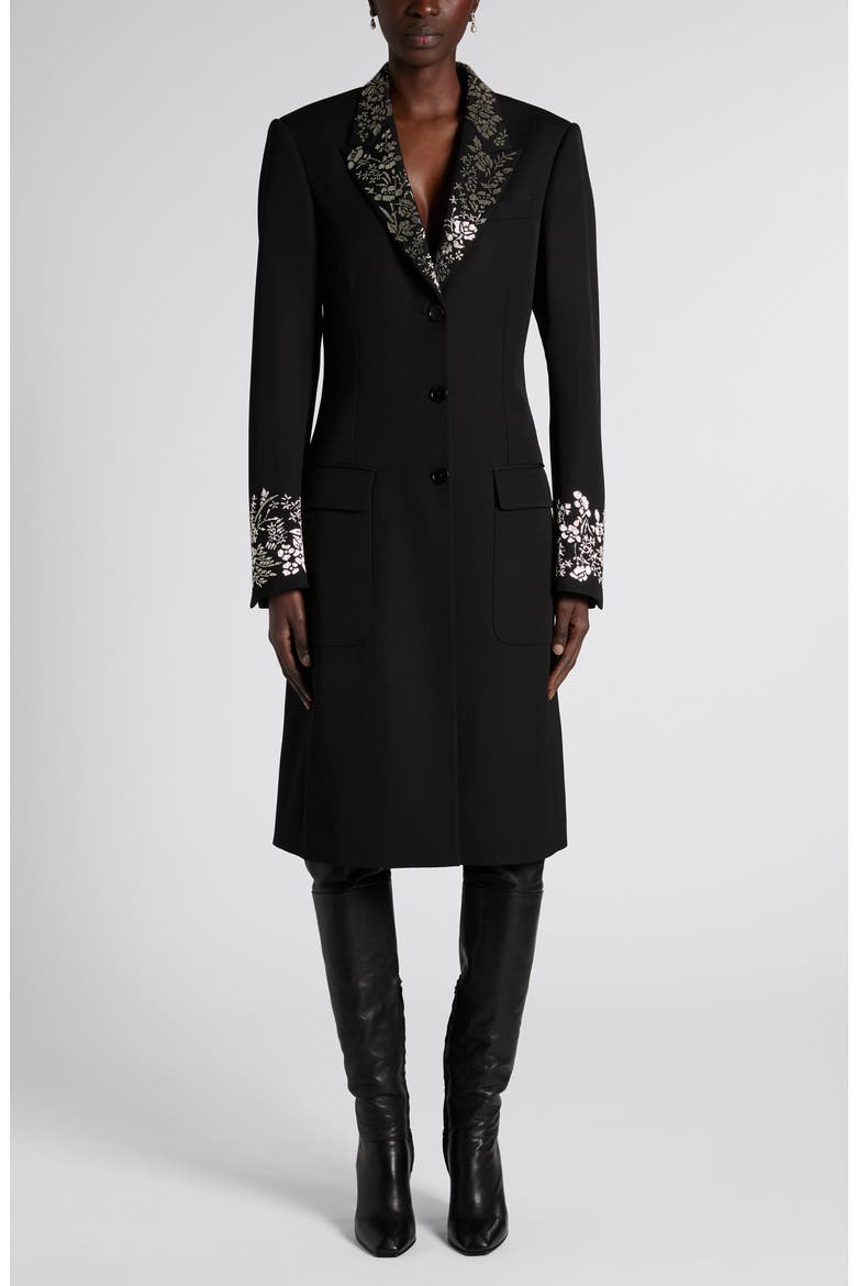 Beaded Wool Coat, Main, color, BLACK