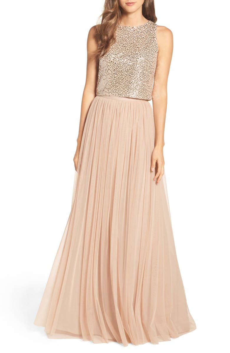 Adrianna Papell Sequin Two Piece Gown, Main, color,
