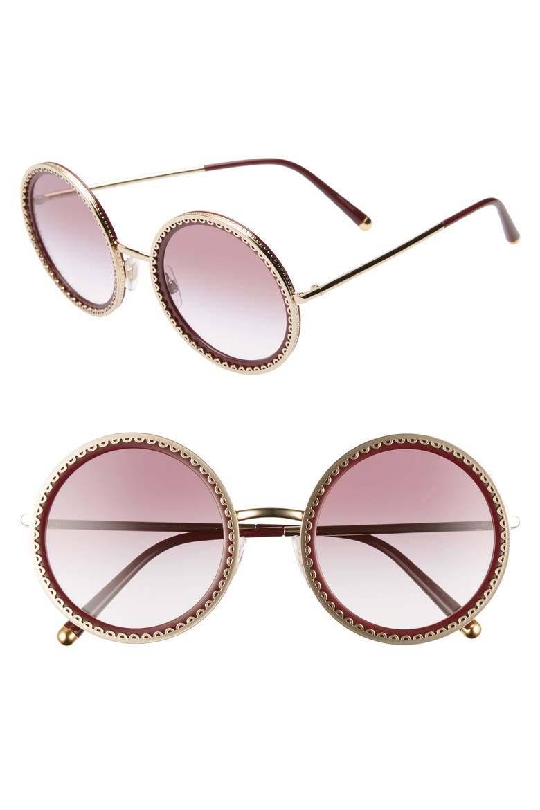 Sacred Heart 53mm Gradient Round Sunglasses, Main, color, GOLD RED GRADIENT