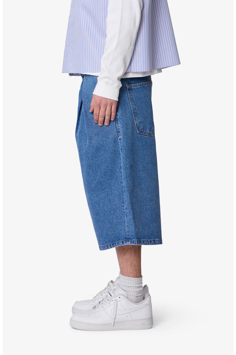 Pleated Ultra Baggy Denim Shorts, Alternate, color, WASHED BLUE