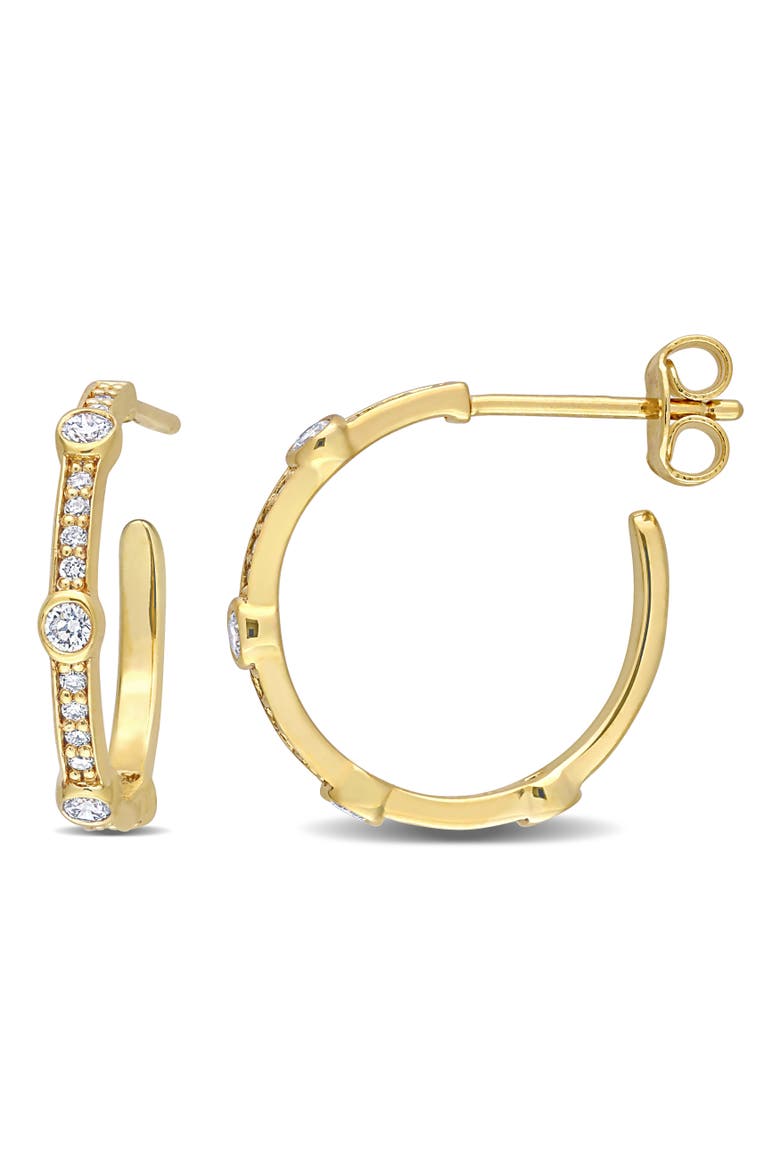Lab-Grown Diamond Open Hoop Earrings, Main, color, Gold Plated Sterling Silver