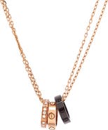 Pre-Owned Cartier Love 3 Ring Pendant Necklace 18K Rose Gold and Ceramic with Diamonds