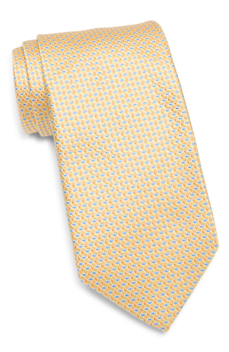 David Donahue Geo Jacquard Silk Tie, Main, color, Yellow