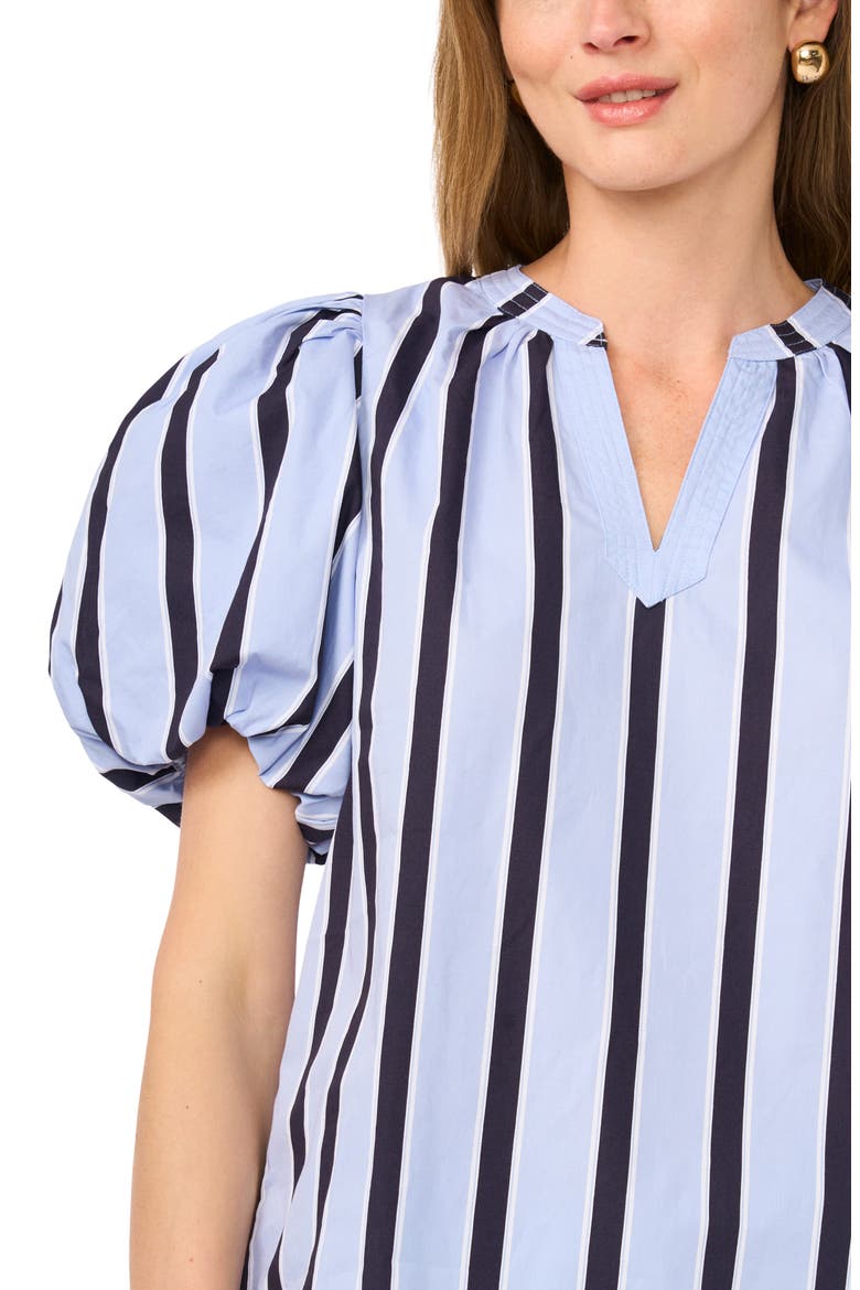Stripe Puff Sleeve Top, Alternate, color, METRO BLUE