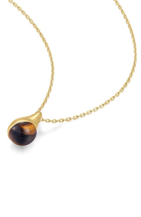 Tiger's Eye Droplet Pendant Necklace