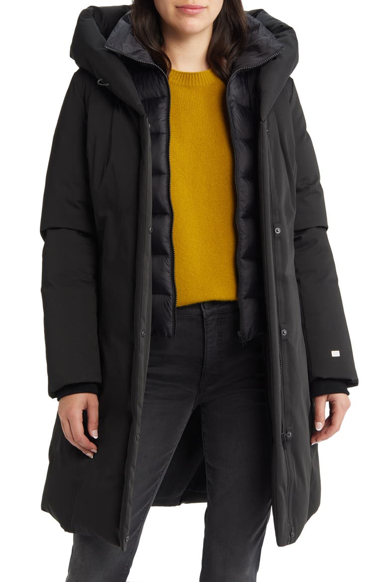 Water Resistant 700 Fill Power Down Puffer Coat, Main, color, BLACK