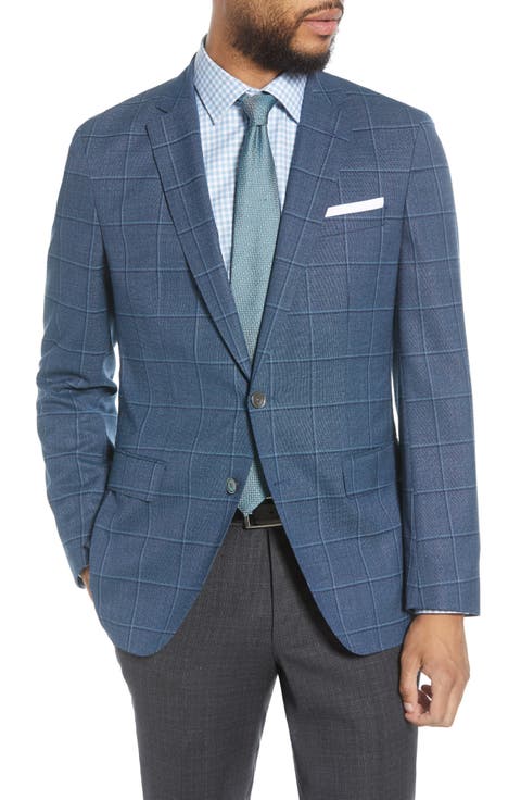 Hartlay Trim Fit Windowpane Wool Sport Coat