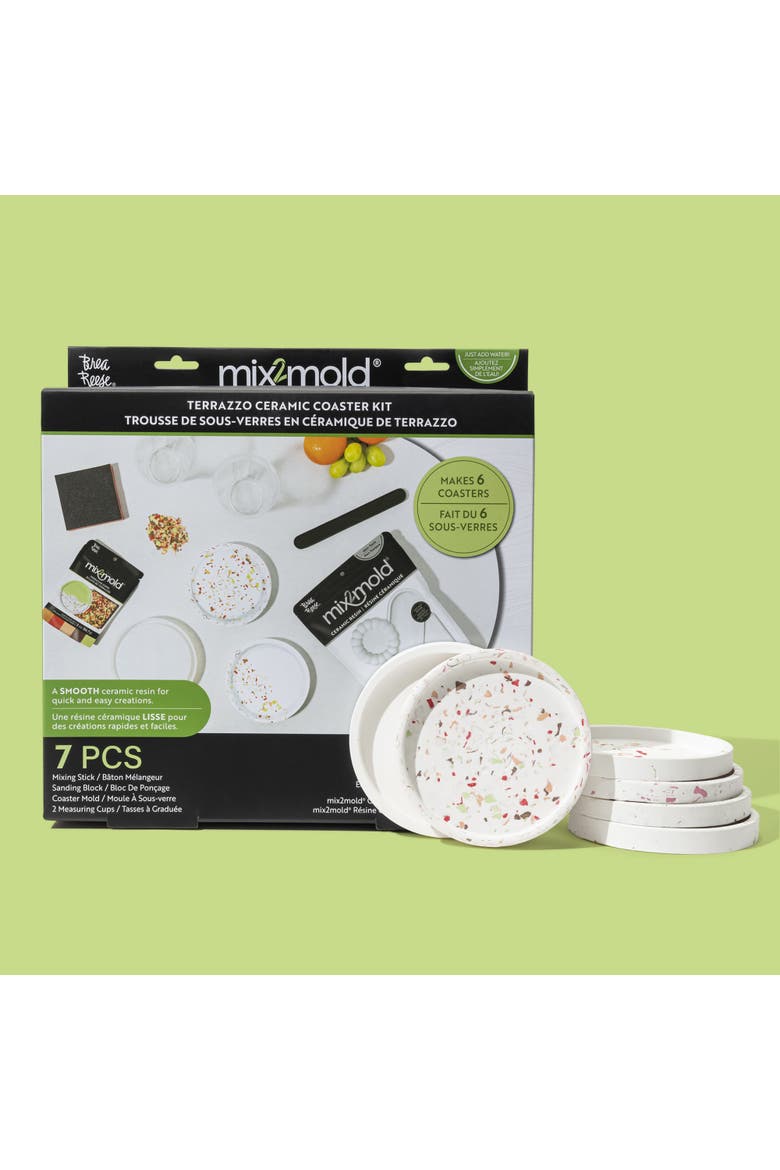 Mix2Mold Terrazzo Ceramic Coaster Kit Diy 6 Coasters, Alternate, color, Multicolored