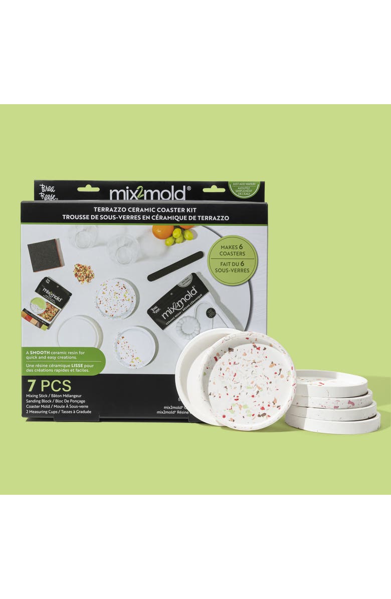 Brea Reese Mix2Mold Terrazzo Ceramic Coaster Kit Diy 6 Coasters, Alternate, color, Multicolored