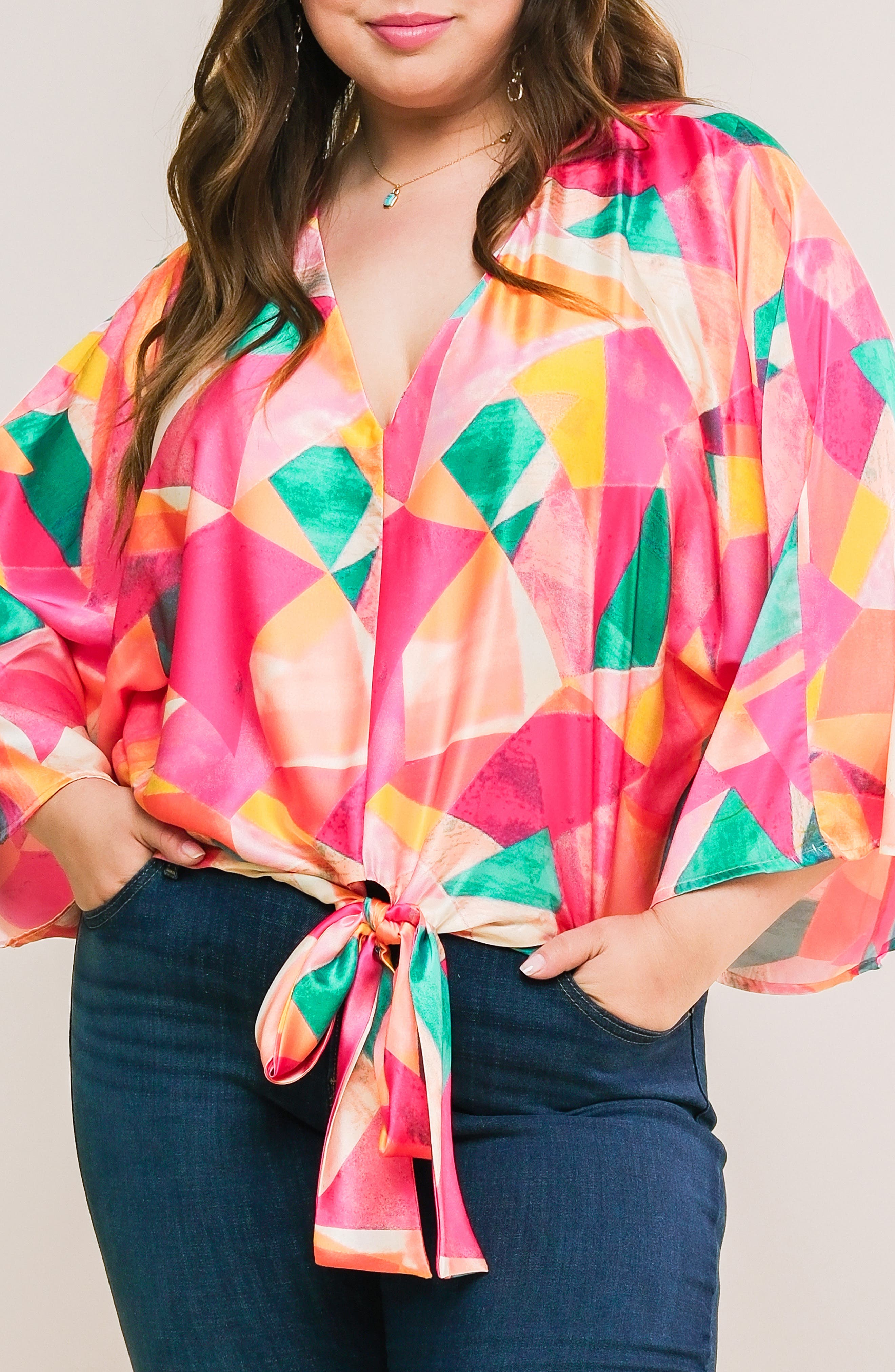 Tie Front Print Top - image 2