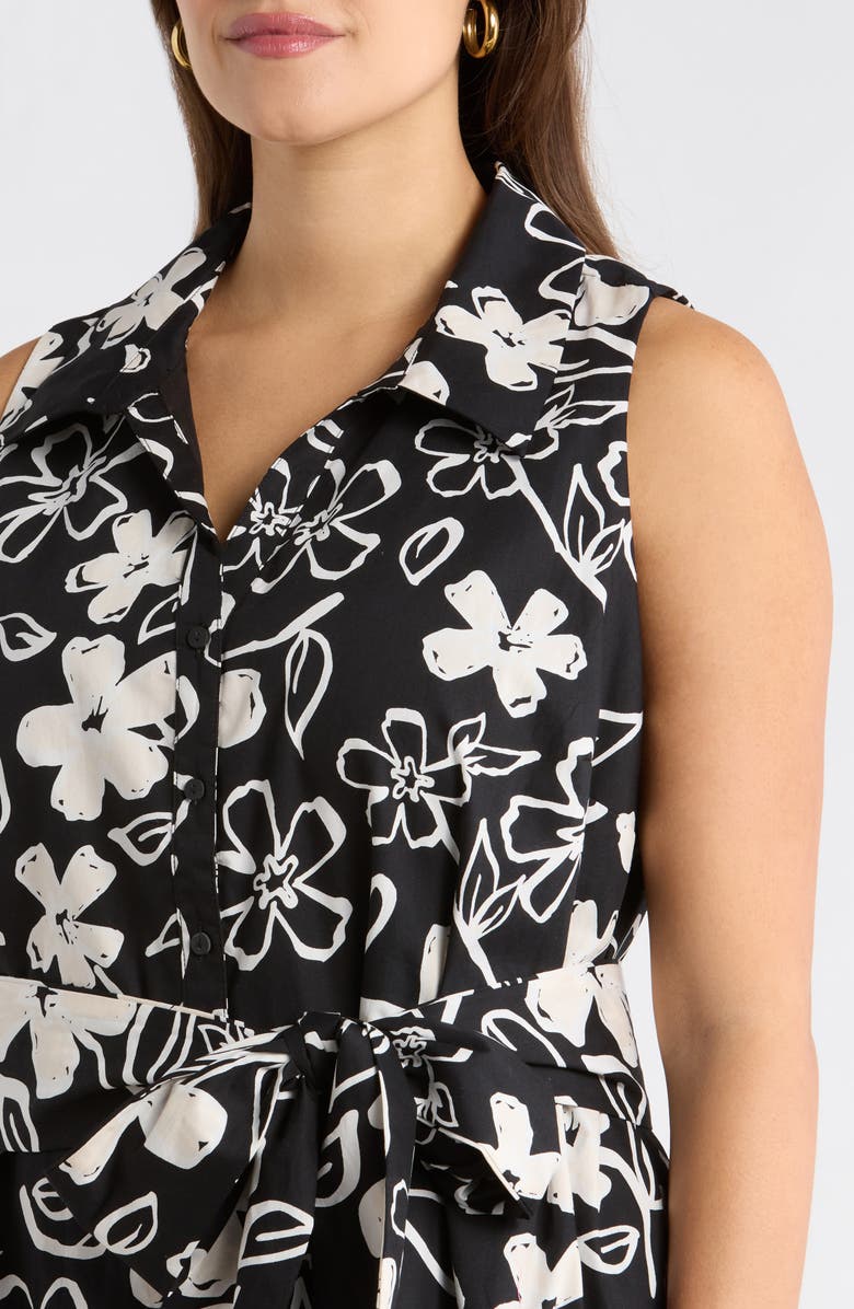 SUGARLIPS Kianza Floral Simani Shift Mini Dress, Alternate, color, Black-White