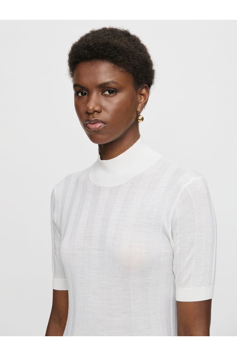 Jordyn Short sleeve mockneck sweater, Alternate, color, White