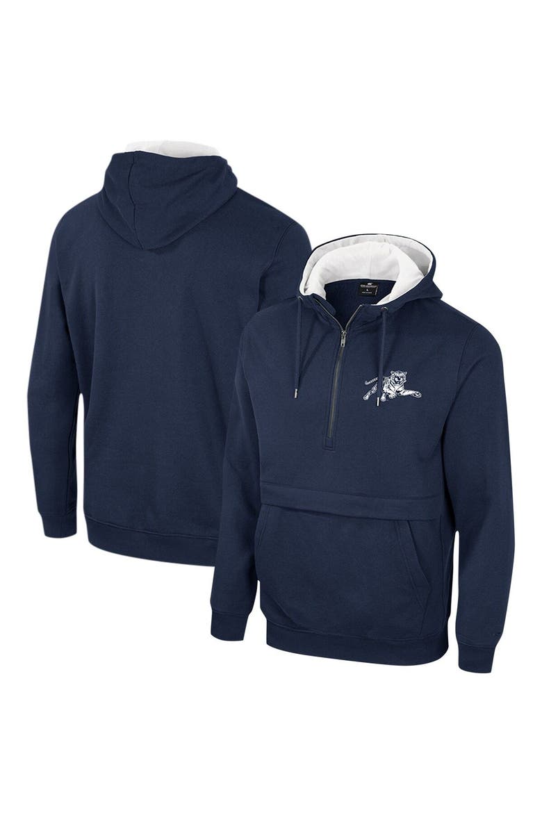 Men's Colosseum Navy Jackson State Tigers Team Half-Zip Pullover Hoodie, Main, color, Navy