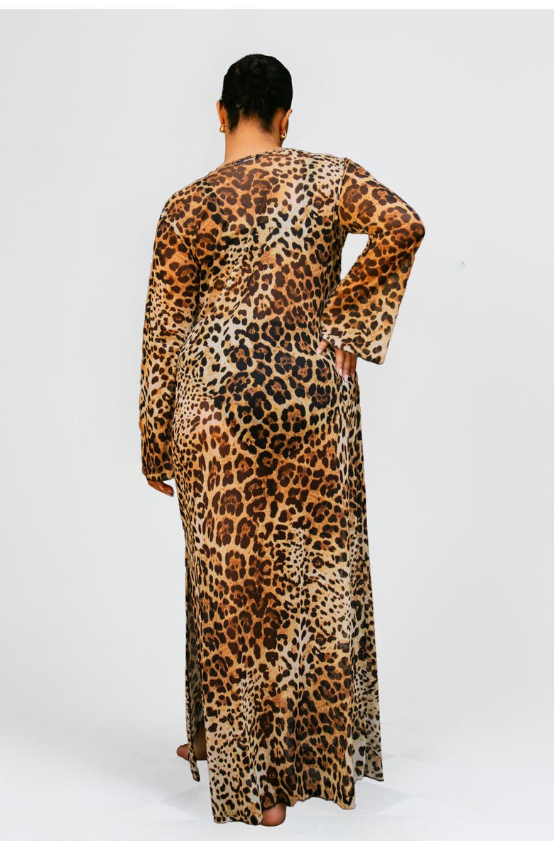 FASHION-SZN CURVE Curve Leopard Print Ring Detail Kaftan, Alternate, color, Brown