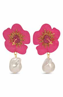 EYE CANDY LOS ANGELES Flower Faux Pearl Drop Earrings