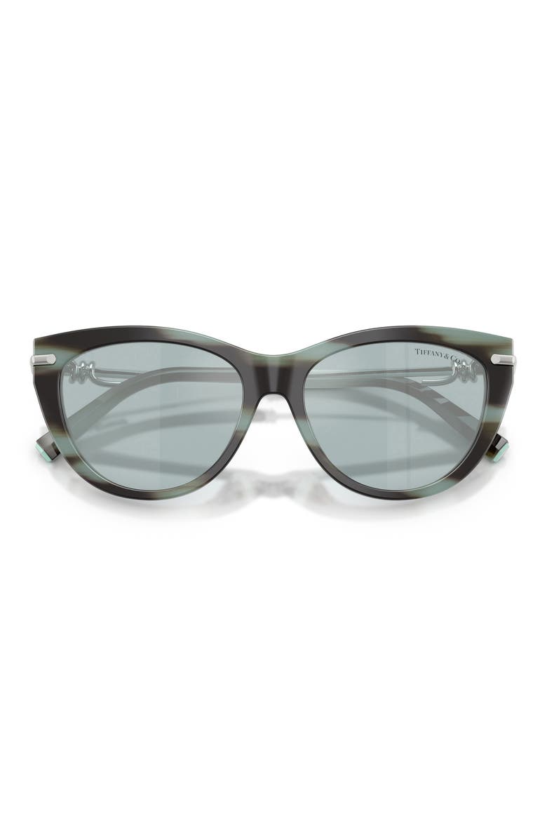 55mm Cat Eye Sunglasses, Alternate, color, STRIPED BLACK TIFFANY / AZURE