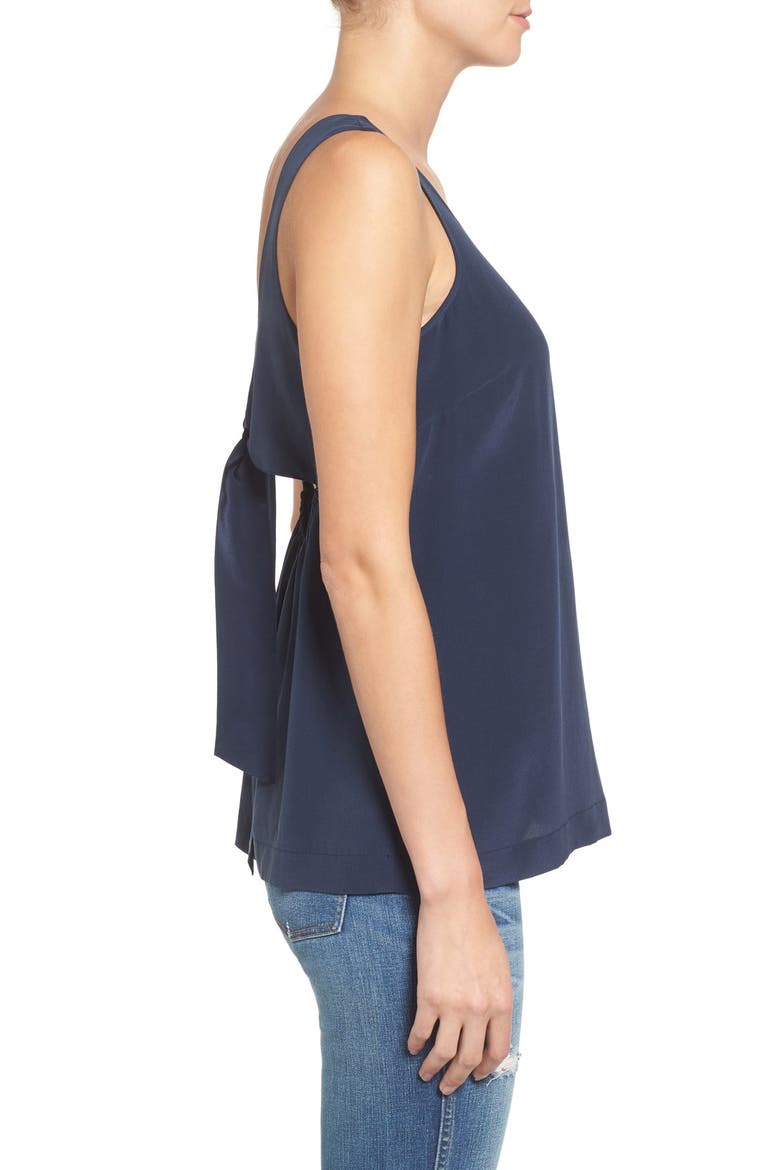 'Lookout' Bow Back Silk Tank, Alternate, color, DEEP NAVY