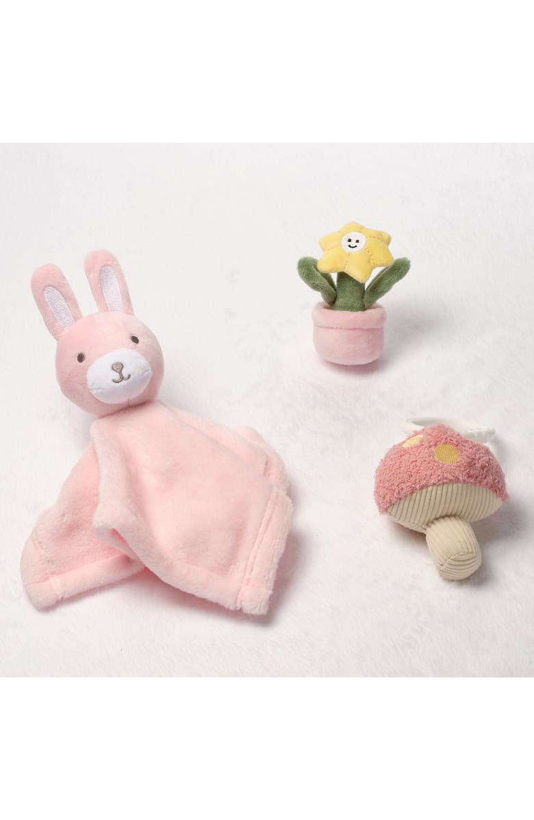 Lambs & Ivy Garden Bunny 3-Piece Developmental Infant Baby Plush Gift Set, Alternate, color, Pink