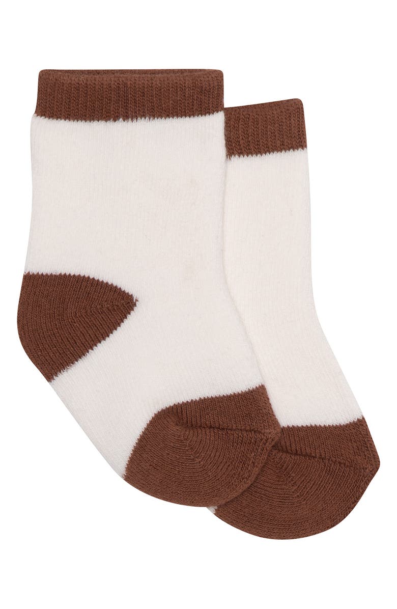 PL Baby by Petit Lem Faux Shearling Sweatshirt, Leggings & Socks Set, Alternate, color, Gingerbread