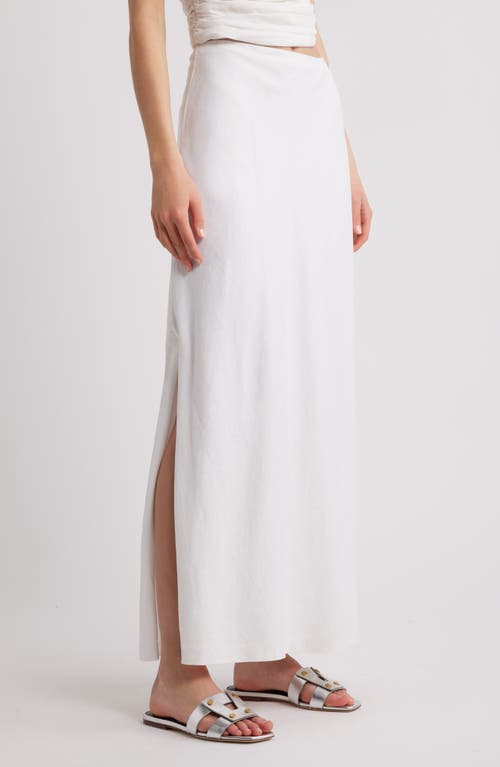 Open Edit Linen Blend Skirt In White