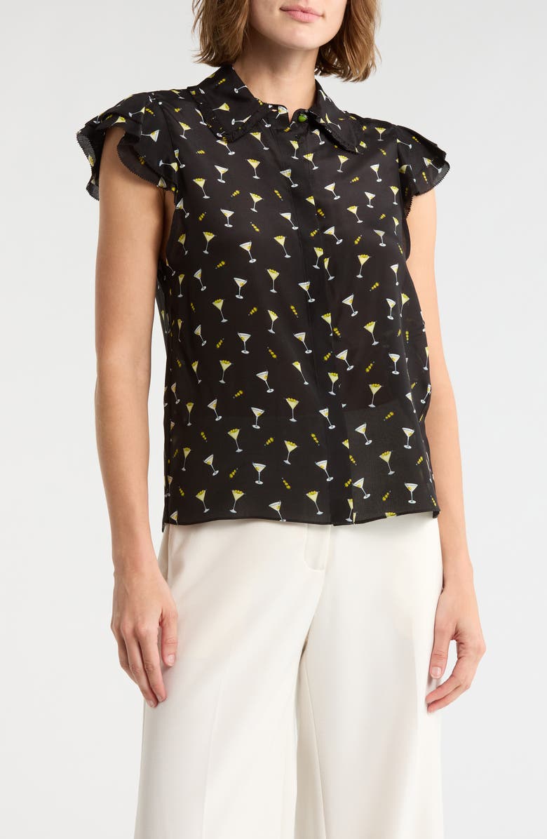 Alice + Olivia Ruffle Silk Blouse, Main, color, Last Call