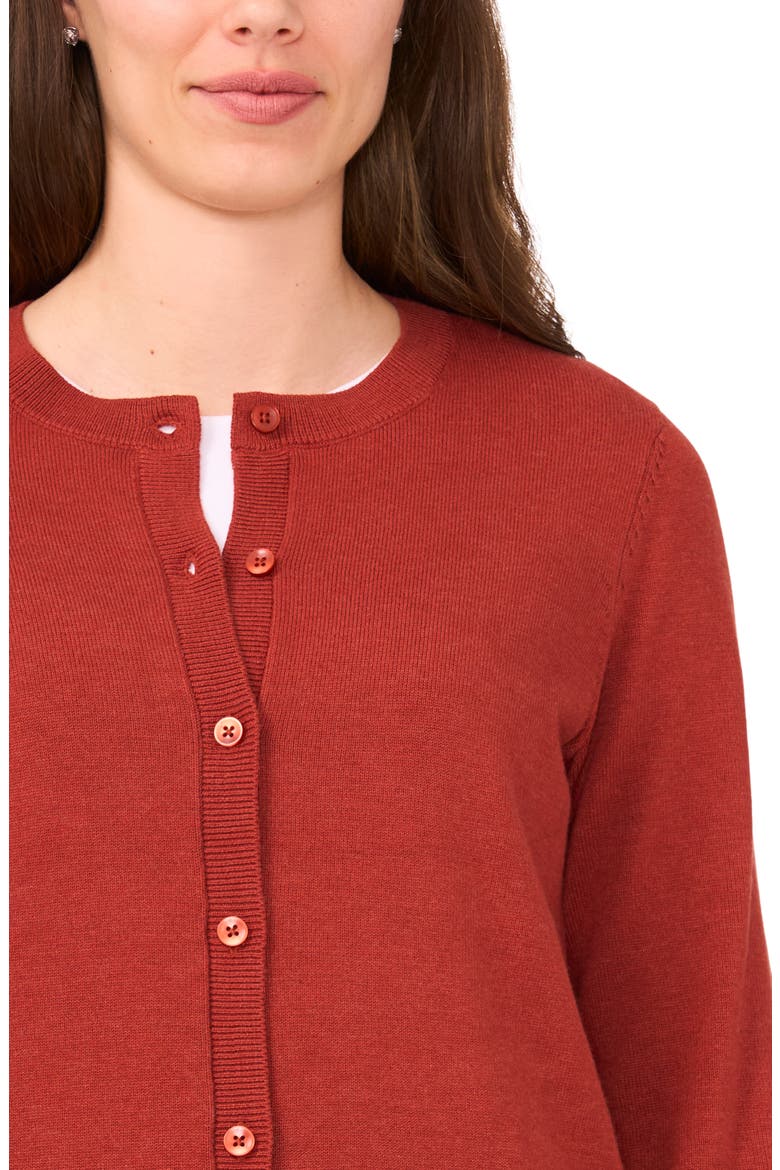 Crewneck Cardigan, Alternate, color, BURNT HENNA