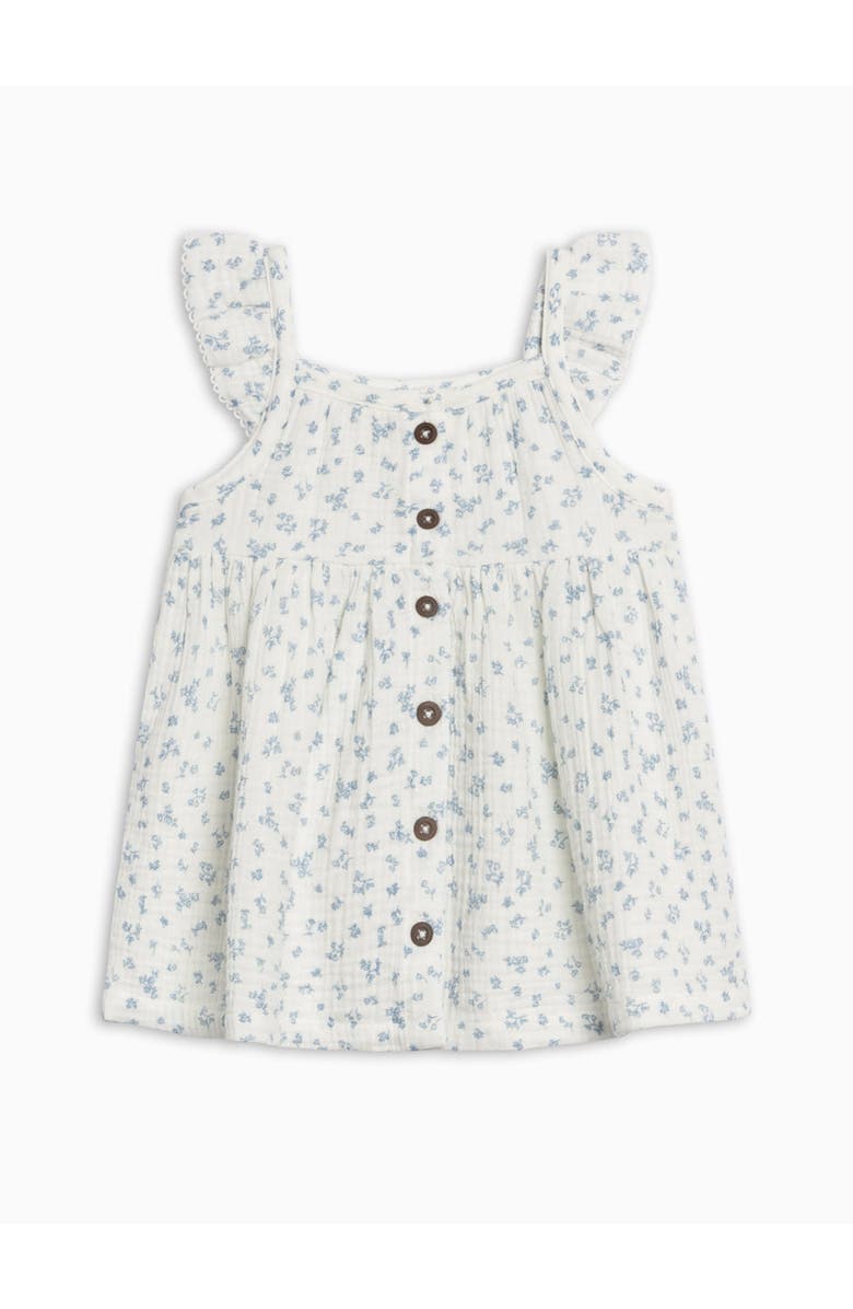 Colroed Organics Organic Maisy Muslin Ruffle Strap Dress, Alternate, color, Rosebay Floral / Coconut + Sea