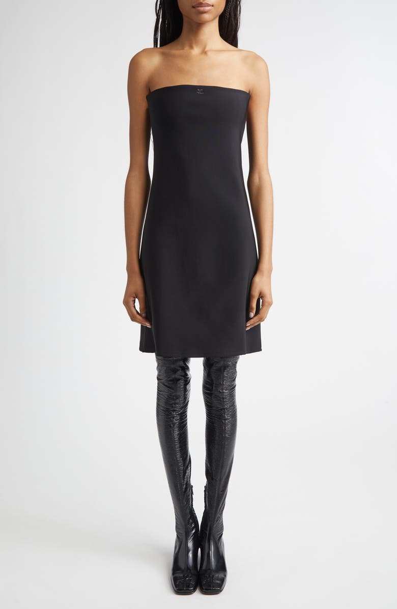 Courrèges Bustier Lingerie Strapless Jersey Minidress, Main, color, Black